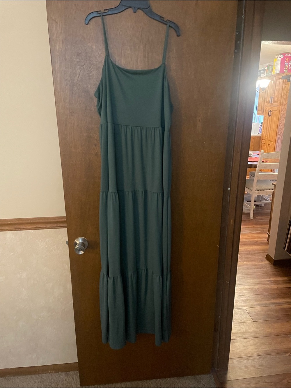 SO Olive Green Spaghetti-Strap Tiered Maxi Dress